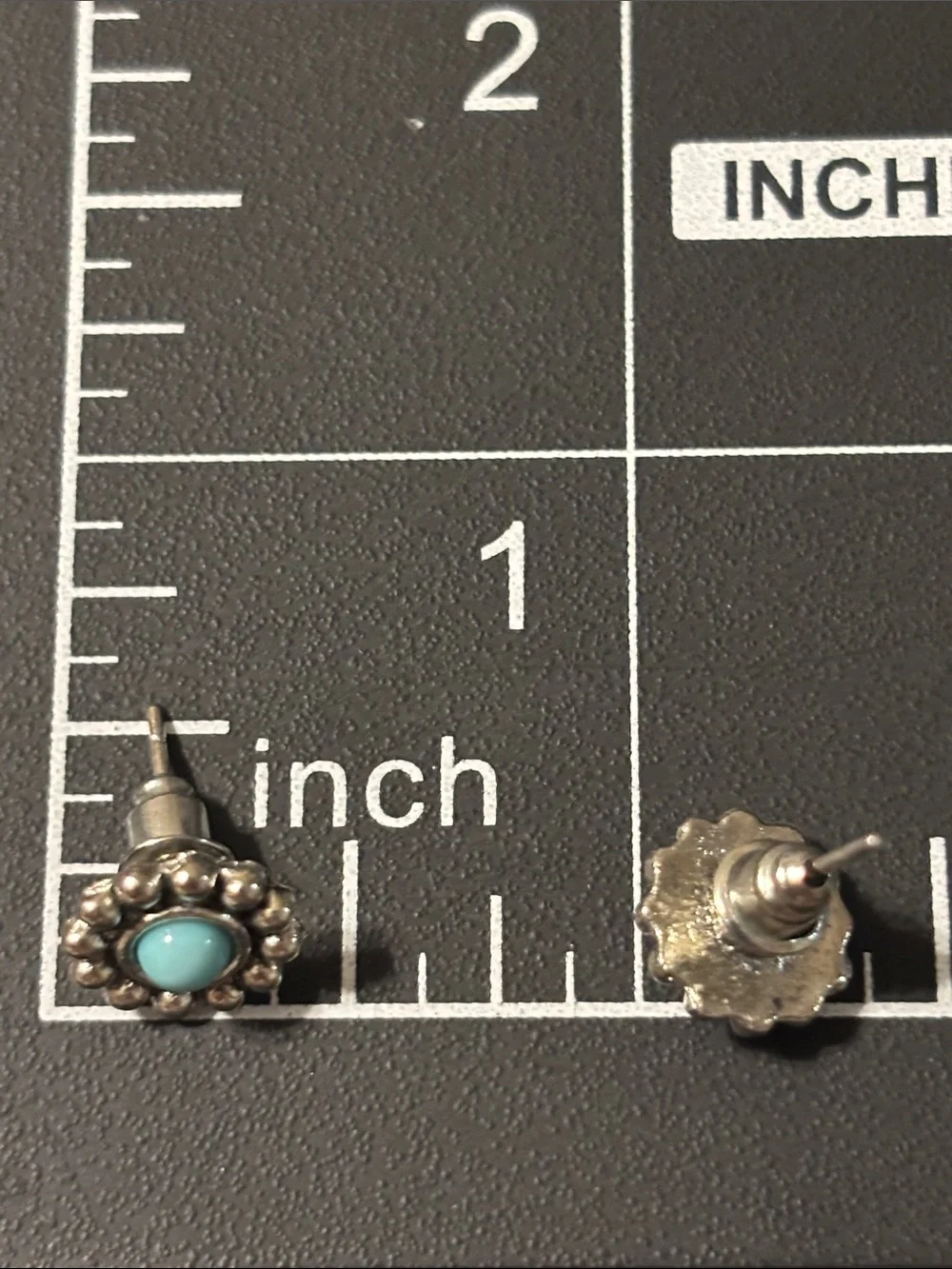 Southwestern Blue Turquoise  Color Accented Silver Hoop & Dangle Earring